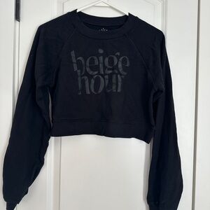 beige hour black on the run cropped sweatshirt size xs